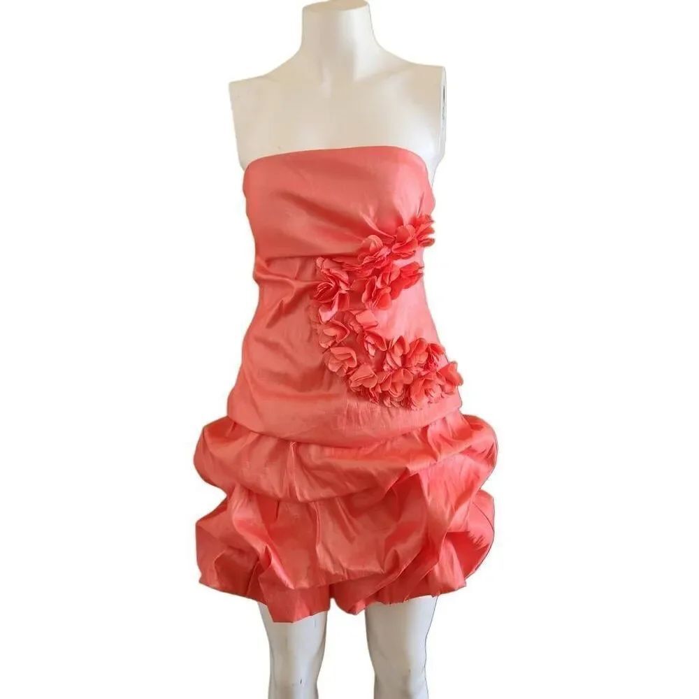 Forever 21 women's large Coral mini ruffle dress prom evening formal nwt straple